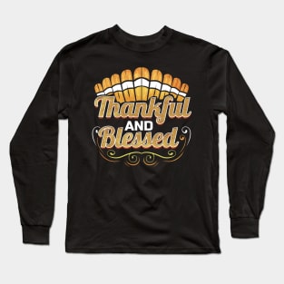 Turkey Feather Logo Thankful and blessed Thanksgiving Long Sleeve T-Shirt